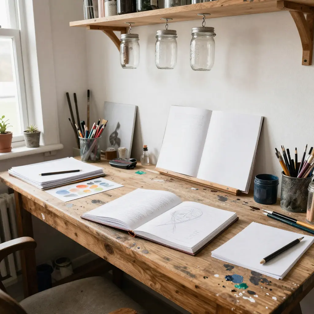 Cozy workshop studio with natural light